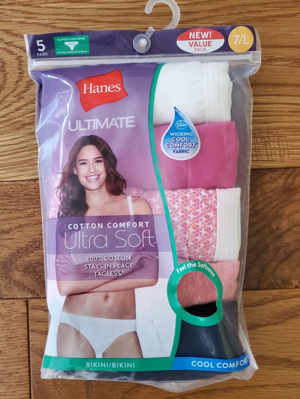 2 for $30 | Size 7/L Hanes Ultimate 5-Pack Cotton Bikini Underwear